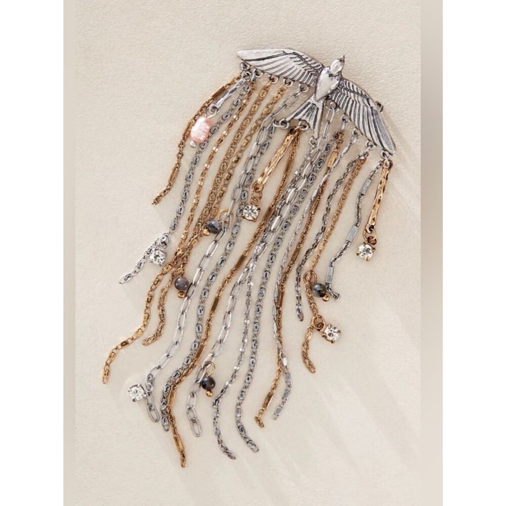 NWT Free People Cresta Dangle Brooch in Gold/Silver